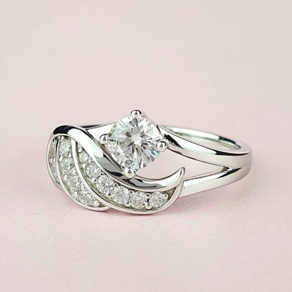 Lovely Zircon Full Filled Romantic Angel Wings Wedding Ring for Women, PD336 - Picture 5 of 7